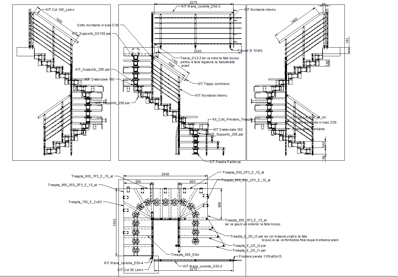 détail d'escalier en métal 2d