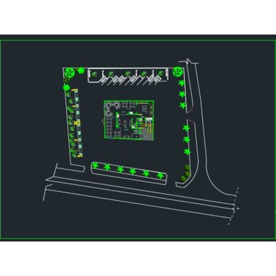 Plan de sitio del restaurante plan autocad