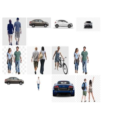 Persone e automobili in formato