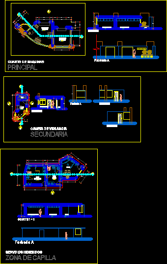 Modules: machine room, toilets and security booth