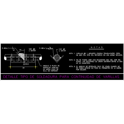 Soldadura para continuidad de varillas torsionadas