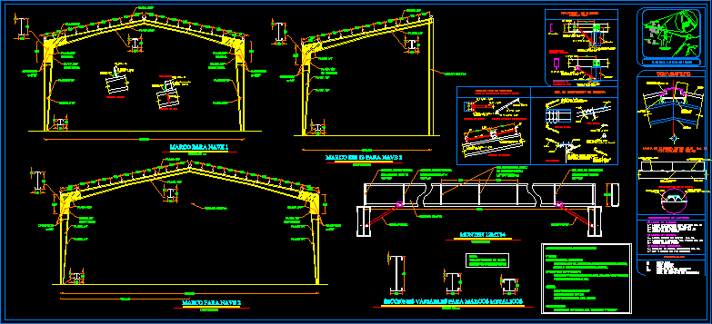 Detalha a estrutura metálica do edifício industrial