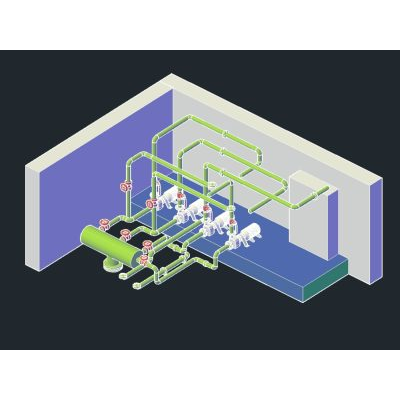 Station de pompage avec quatre pompes 3d