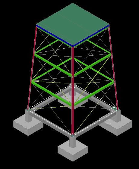 Tower structure for 3d water tank