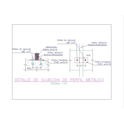 Detalle sujecion de perfil metalico