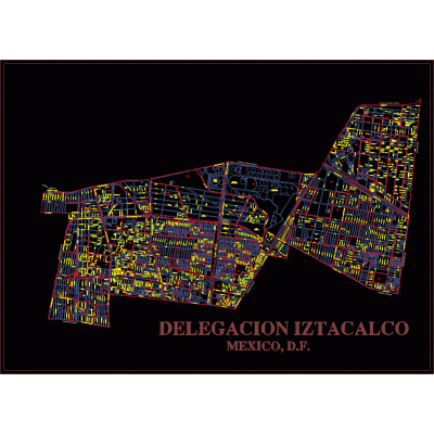 Plano delegacional iztacalco mexico; d.f