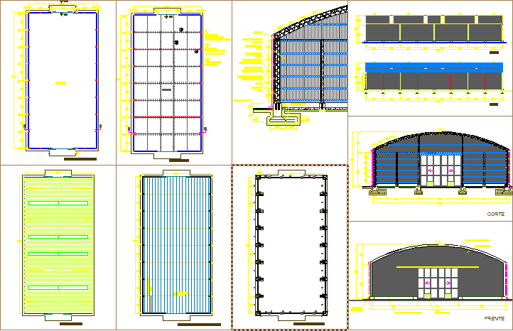 Plantas de armazéns e detalhes de construção