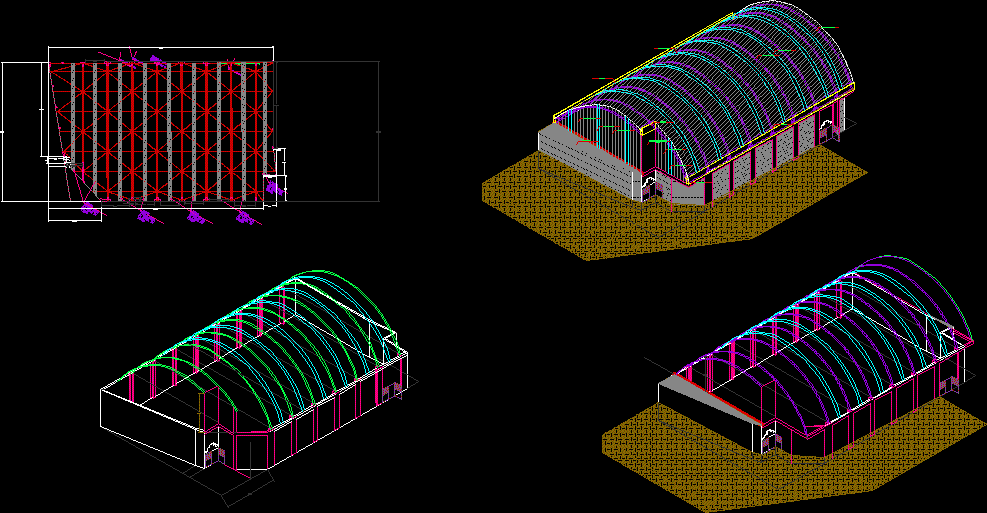 isometria do telhado do arco