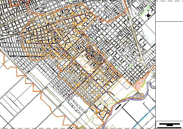 Plan des Regenwassernetzes der Stadt Trelew