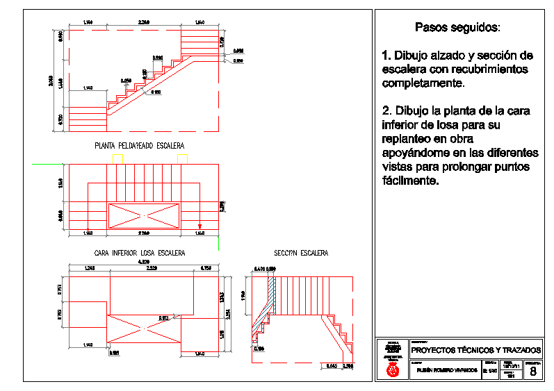 Layouts e layouts de escadas de concreto armado