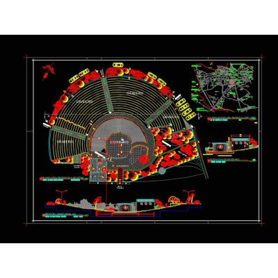 El plan de un museo y centro convencional.