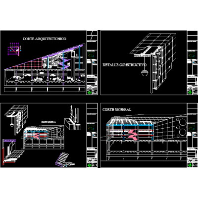Plaza comercial - corte constructivo