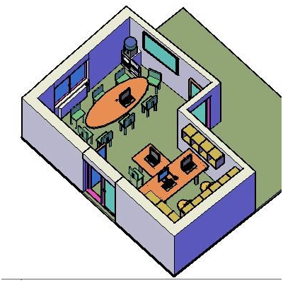 Concepto de Oficina Moderna en 3D