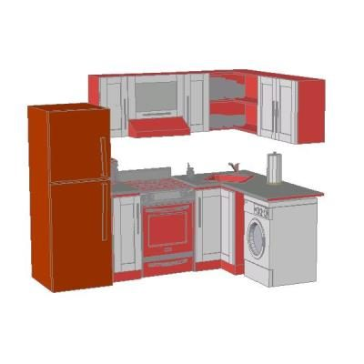 Cocina Modular en Esquina 3D