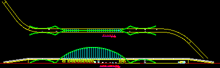 Ponte ciclovia; vista superior e elevação