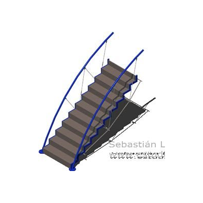 Escalera 3d de foster and partners con materiales aplicados