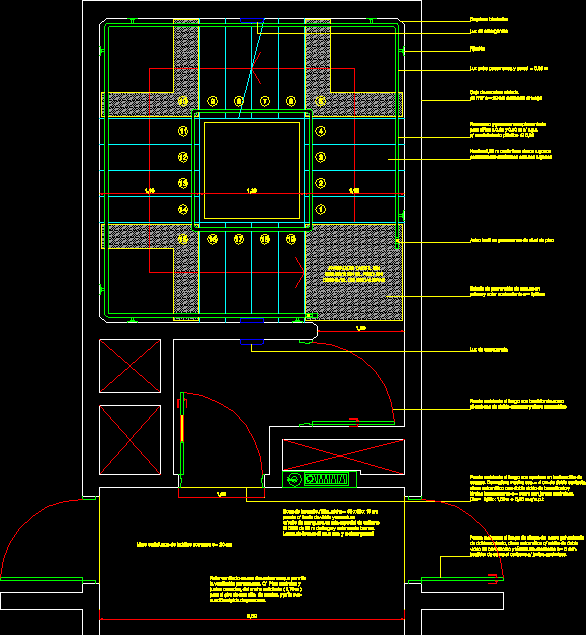 Detalhe da construção da escada em vista superior