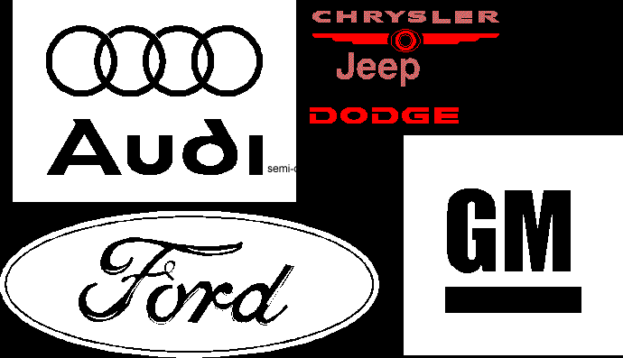 Vários logotipos do carro