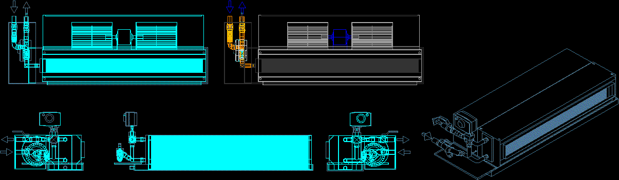 Detalhe típico da unidade de conexão do ventilador da bobina