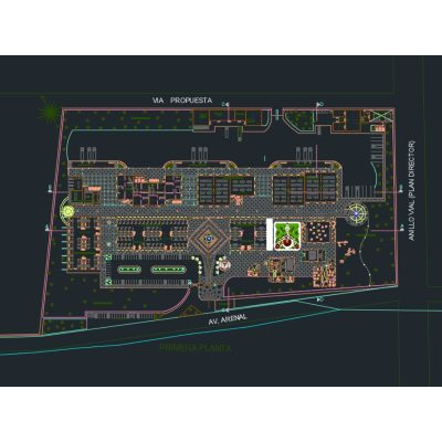Mercado minorista plano en planta