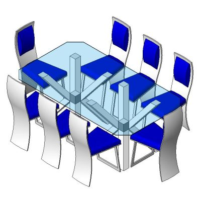 Modern Glass and Wood Table with 8 Chairs