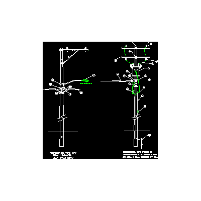 Poles with luminaire and transformer
