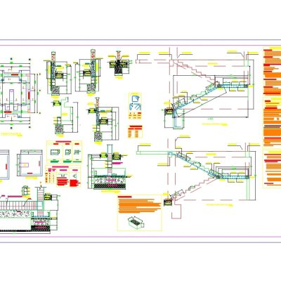 Desarrollo estructural de escalera de un centro educativo - autocad