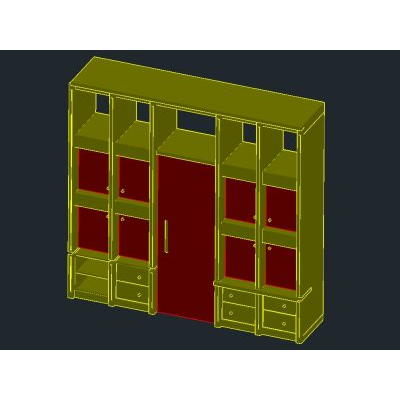 Estanteria de madera 3d con materiales aplicados