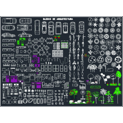 Bloques - muebles - personas - arboles