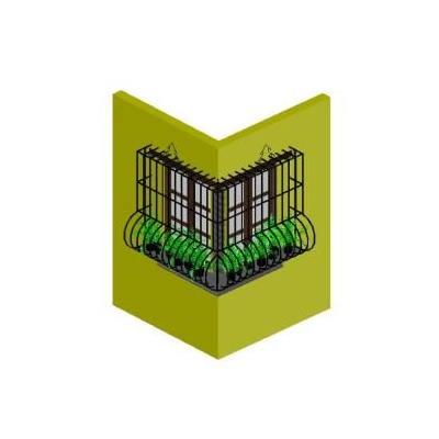 Colonial type corner window - 3d