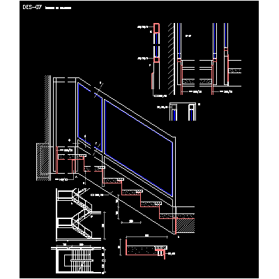 Escalera con baranda de vidrio