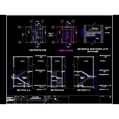 Detalles de escalera de trabajo residencial.