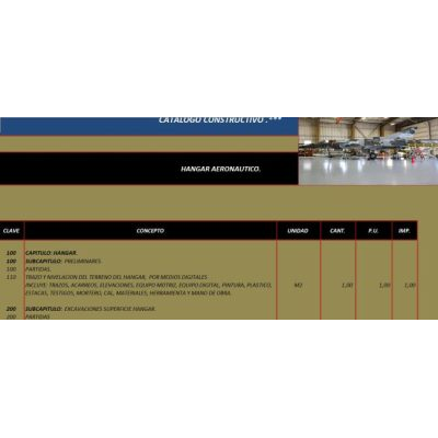 Catalogo constructivo hangar aeronautico xls