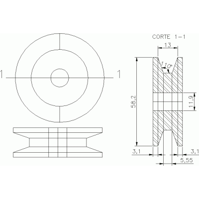 Polea de alterdor para correa angular de 17