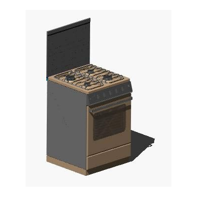 Cocina 4 hornillas en 3d