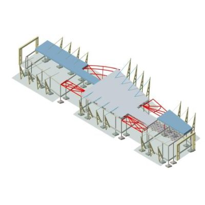Estructura en 3d de pabellon de exposiciones