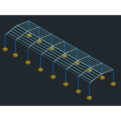 Estructura 3D de Nave Industrial Metalica