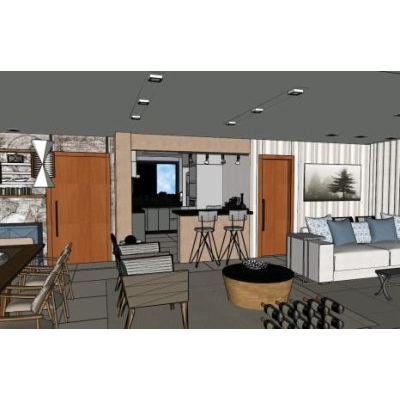 Kitchen and room 3d