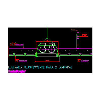 Cielorraso suspendido metalico - luminaria fluorescente para 2 tubos hunter douglas