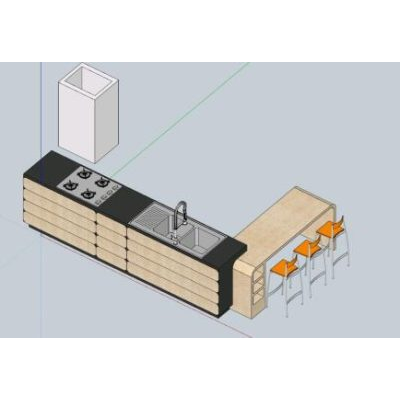 Cocina isla 3d