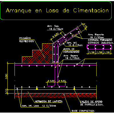Arranque de escalera en losa
