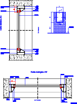 Vertikale und horizontale Schnitte von Aluminiumfenstern