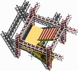 Modulo  de escalera en estructura metalica 3d