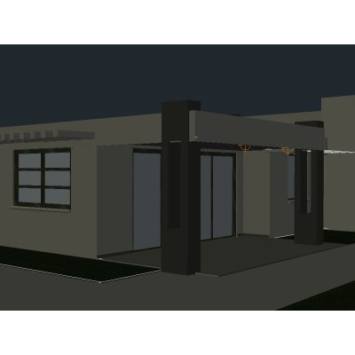 Casa club house con grande piscina y ventanales
