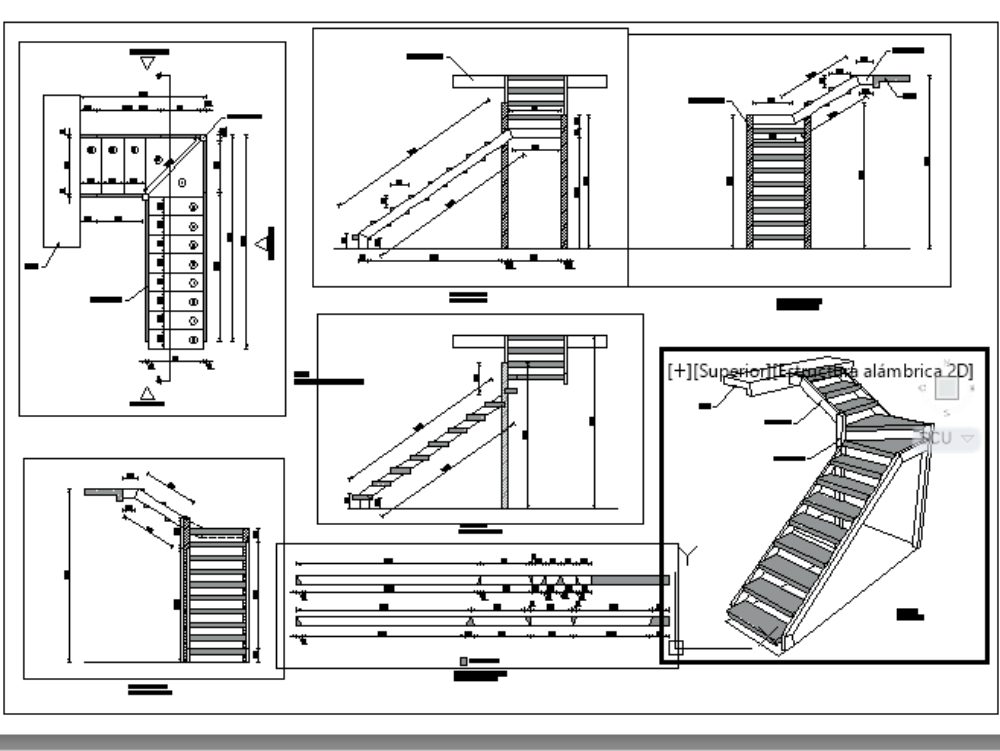 Grada En L De Estructura Metalica Domiciliaria En DWG | Librería CAD