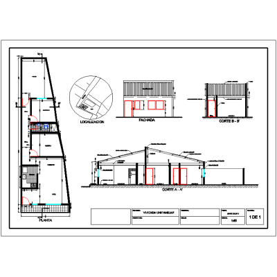 Plano arquitectonico vivienda unifamiliar
