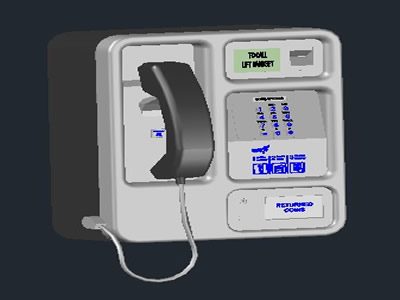 cabine telefônica 3d, telefone público