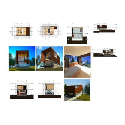 Refugio de madera de 2 niveles revit