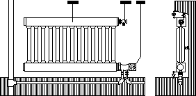 Radiator installed in monotubular with 4-way double adjustment key.