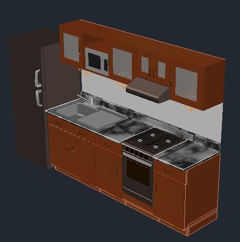 Integral kitchen of 2.40 meters with 3d refrigerator